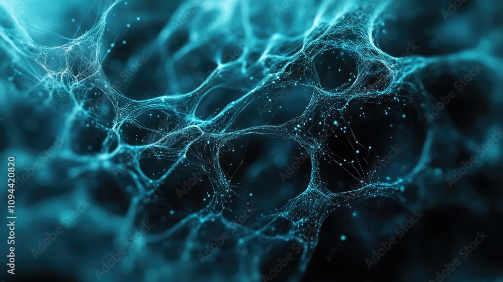 Aufkleber a mesmerizing close-up of interconnected networks, showcasing delicate lines and glowing particles i