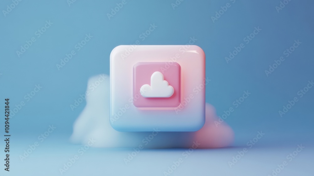 Poster 3d illustration of an upload button rendered with modern design