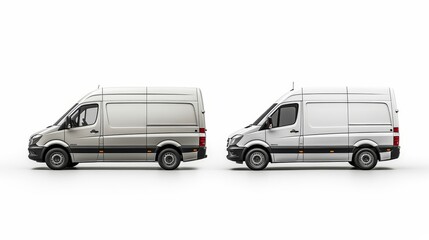 Spotless white delivery van with isolated rear view and short base minibus for cargo transport