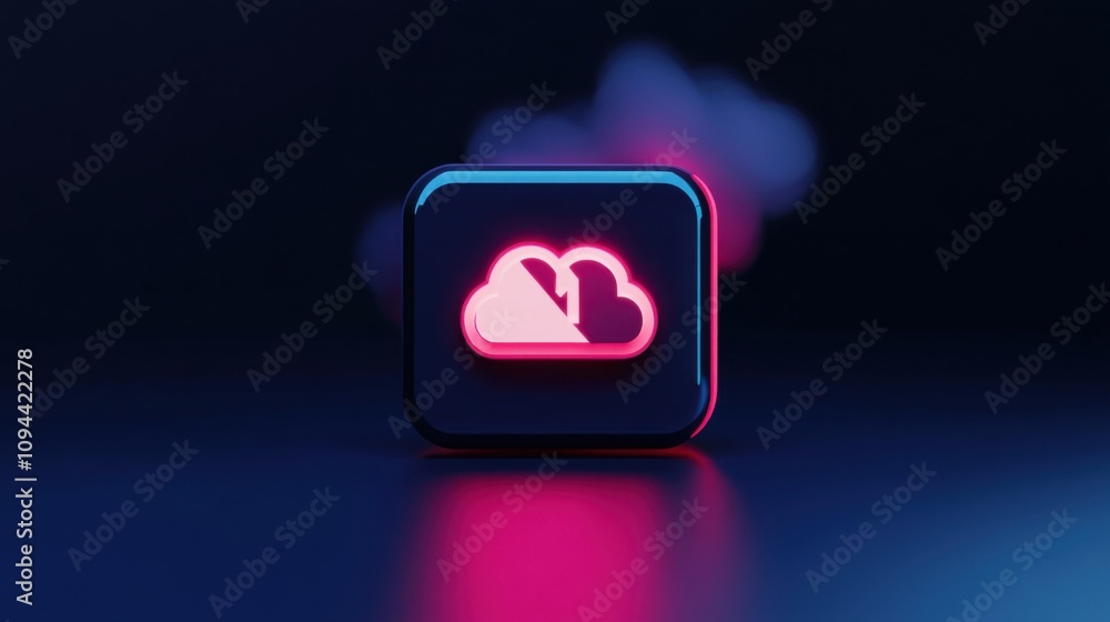 Poster 3D illustration of an upload button rendered with modern design