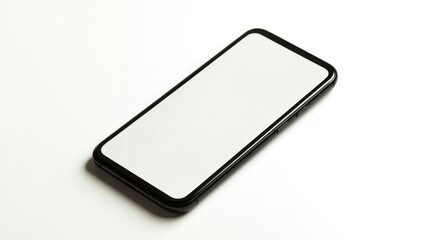 Black smartphone with a blank screen on a white background