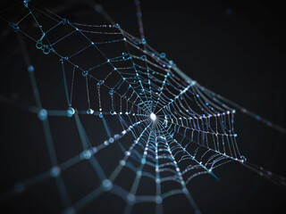 spider web with dew drops , background