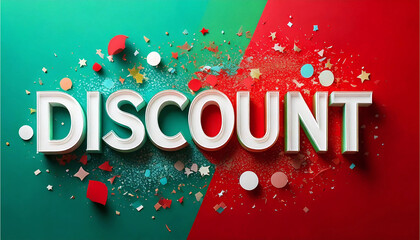 Discount Text on Red Background
