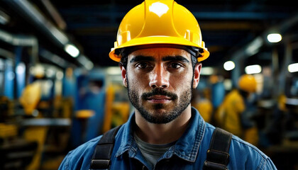Dirty Faced Worker in Helmet