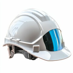 Fototapeta premium White hard hat with blue visor.