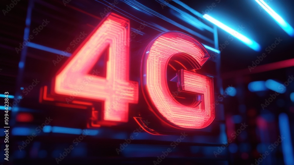 Poster 3d text displaying 4g in a bold and futuristic style