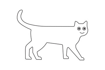 Continuous one line cat pet drawing out line vector illustration design