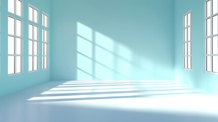 Obraz premium Bright and Airy Minimalist Interior with Sunlight Streaming Through Windows