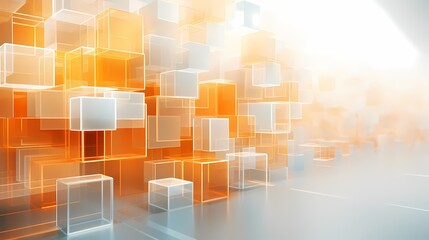 Digital technology orange and white abstract geometric city illustration poster background