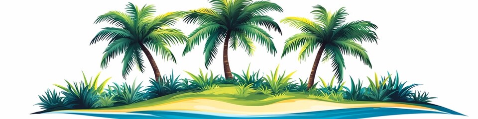 Fototapeta premium Tropical Paradise: 3D Vector Island Escape