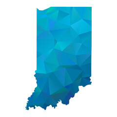 Map of Indiana - Blue Geometric Rumpled Triangular , Polygonal Design For Your. Vector illustration eps 10.
