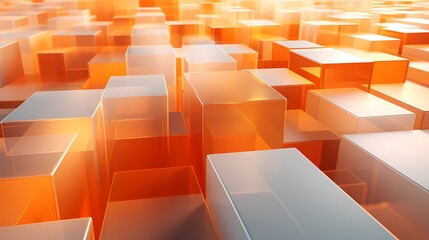 Fototapeta premium Digital technology orange and white abstract geometric city illustration poster background