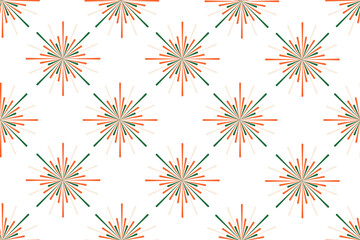 India Republic Day Firecracker seamless pattern. India Independence Day wrapping paper template design. Flat holiday vector illustration in color of india flag. EPS 10
