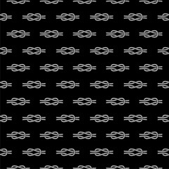 Nautical rope knots icon isolated seamless pattern on black background