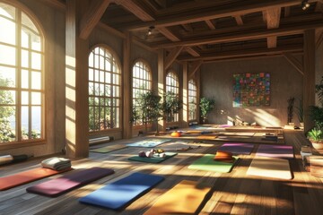 Fototapeta premium empty yoga class studio