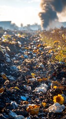 Obraz premium Burning Trash in Industrial Incinerator Symbolizing Waste Disposal and Air Pollution