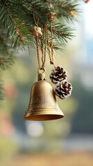 A golden bell, christmasbell, beautifully decorated for Christmas