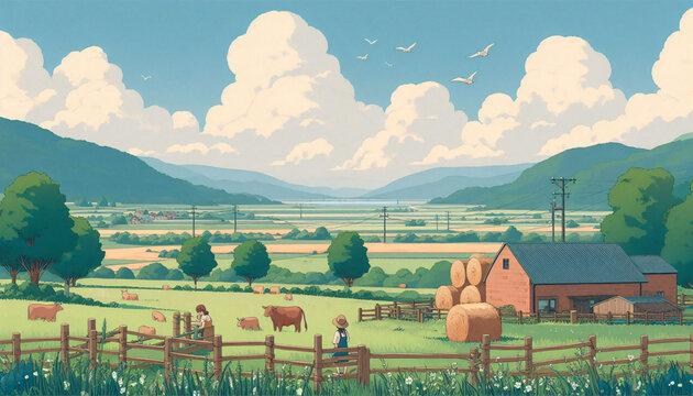 landscape of countryside. digital art.