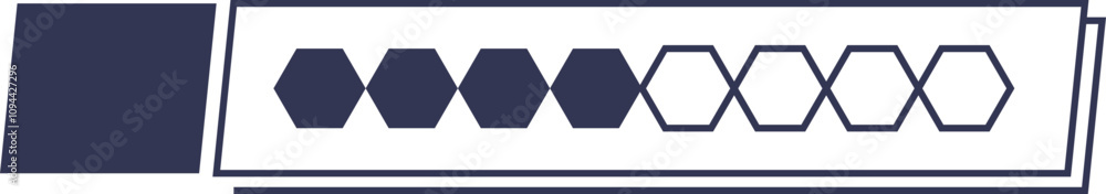 Poster hexagonal progress bar symbolizing advancement and completion.