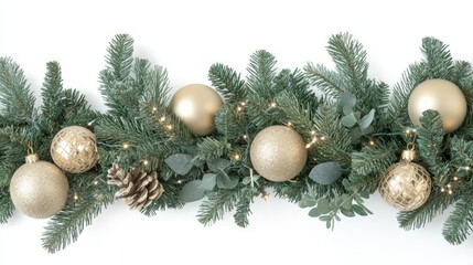 christmas tree branches with snow isolated on white