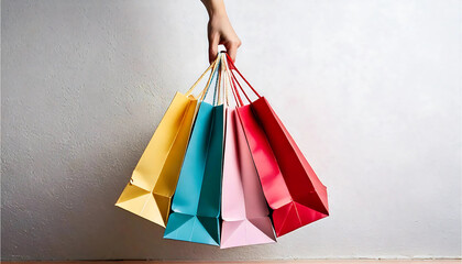 Minimalist Shopping Bags in Front of a White Wall