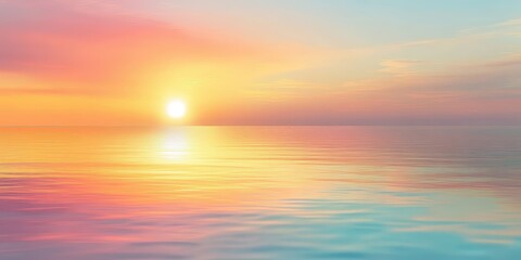 sunset or sunrise blurred background, Gradient pastel winter sky background. Blurred twilight foggy horizon, banner poster design template	

