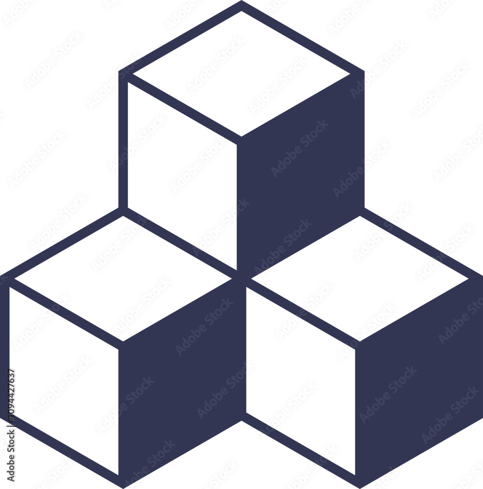 Poster three stacked cubes symbolize structure and organization in hudelement46.