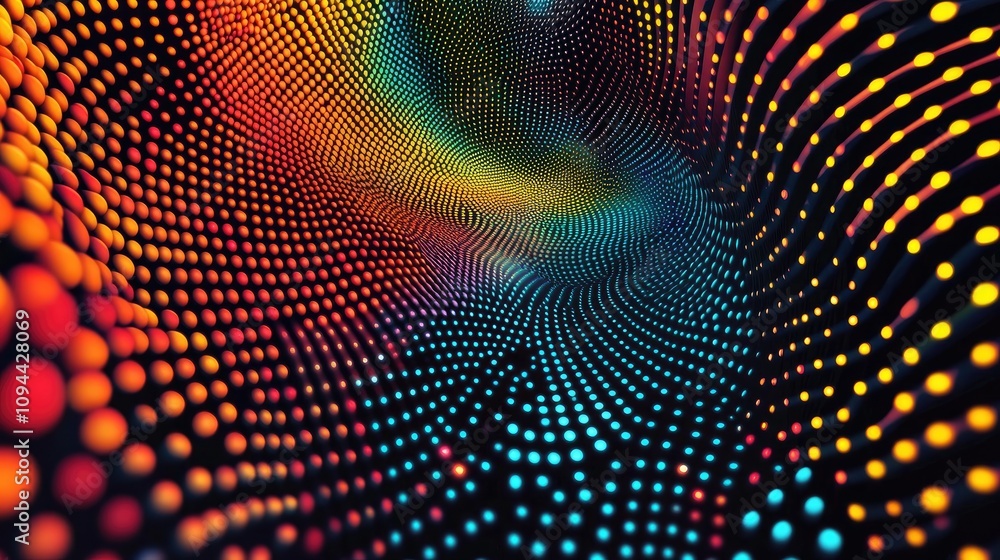Aufkleber an abstract swirl of vibrant colors and dots creating a mesmerizing digital effect.