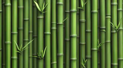 Obraz premium Lush green bamboo stalks reaching upwards, creating a serene natural backdrop.