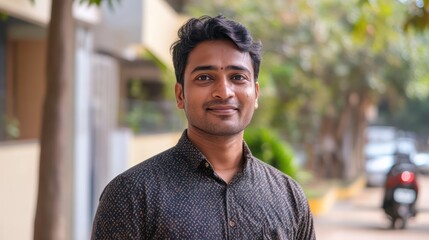 Fototapeta premium Indian entrepreneur exploring small business banking services in Bengaluru, India