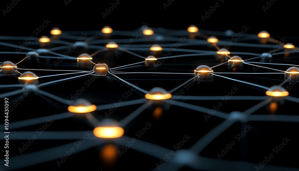Aufkleber a network of glowing nodes interconnected by lines, symbolizing technology and communication.