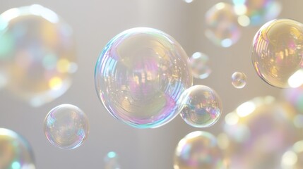 An array of differently sized and colored bubbles floating together in a shared space, symbolizing the coexistence and interaction of diverse individuals in an inclusive environment