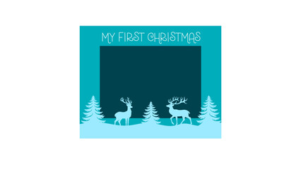 Laser cut Christmas photo frame. Paper cut template. 