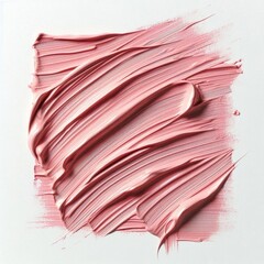 Brush strokes of pink cosmetic clay isolated on white background