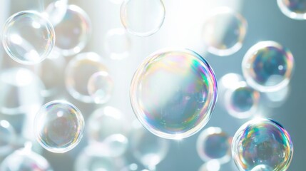 An array of differently sized and colored bubbles floating together in a shared space, symbolizing the coexistence and interaction of diverse individuals in an inclusive environment