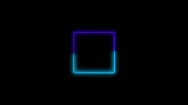 Glowing neon square frame animation