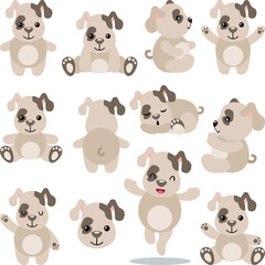 Set of cute friendly puppy