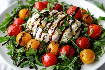 Burrata Salad with Cherry Tomatoes and Arugula 