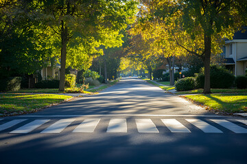 Suburban neighborhood zebra crossing