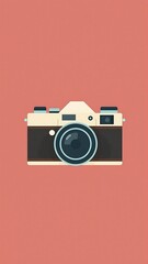 Fototapeta premium Minimalist Retro Camera, SImple and Minimalist Background, Vector Graphic Wallpaper