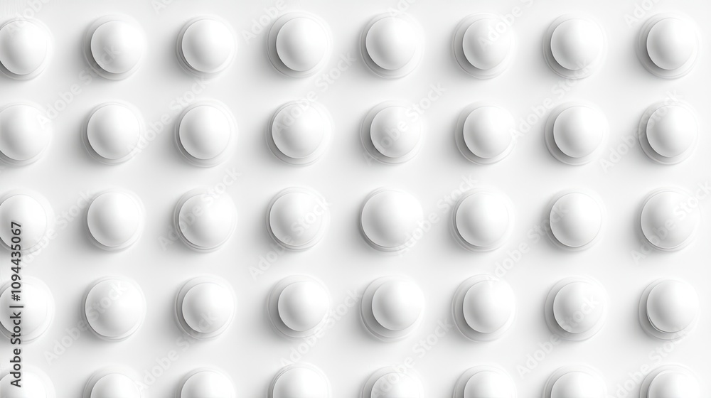 Poster a close-up of a textured wall featuring multiple white circular elements, creating a modern and mini