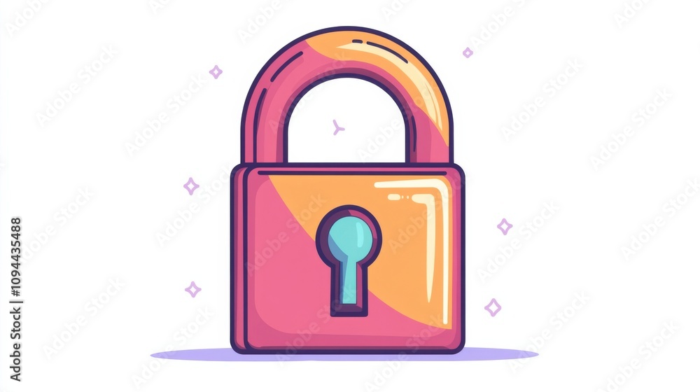 Poster cybersecurity icon featuring a lock and password concept