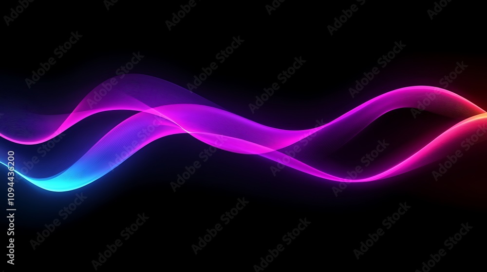 Poster abstract waves of vibrant colors flowing against a dark background, creating a dynamic visual effect