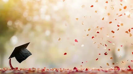 Graduation Cap with Confetti and Rose Petals