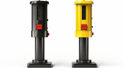 Flat vector illustration of a high voltage cement electric pole with transformer and drop fuse