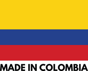 Made in Colombia isolated on white background . Colombia product badge icon . Vector illustration