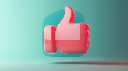 Fototapeta premium Floating thumbs-up icon notification displayed in detailed 3D