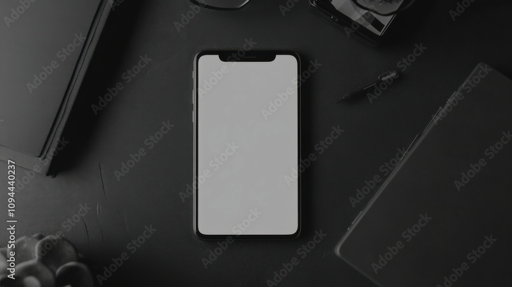 Poster mockup of a blank smartphone screen in a realistic style