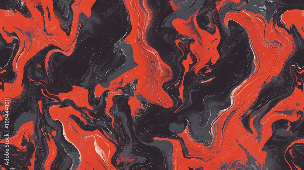 Poster abstract marbled pattern with vibrant red and dark tones for design and artistic use.