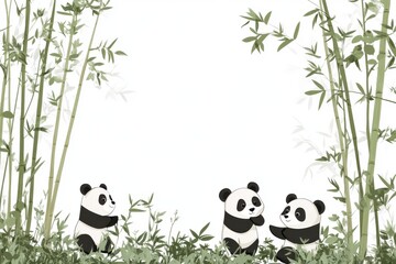 panda on bamboo background